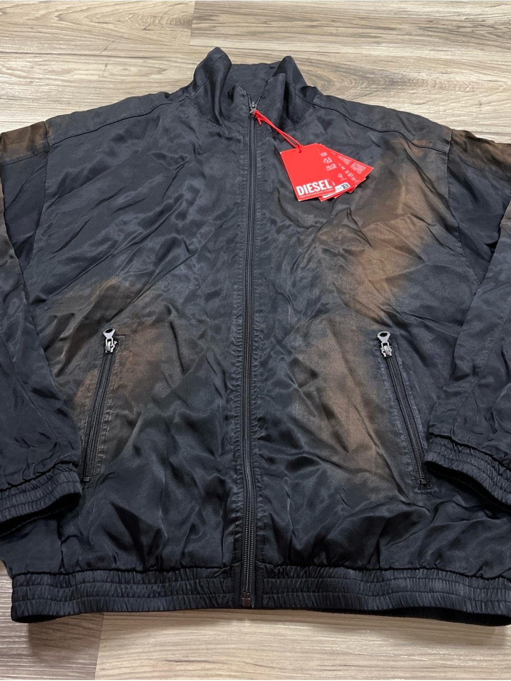 Diesel J Smash Jacket Full Zip Bomber Faded Effect Black Men’s 46/Medium $550